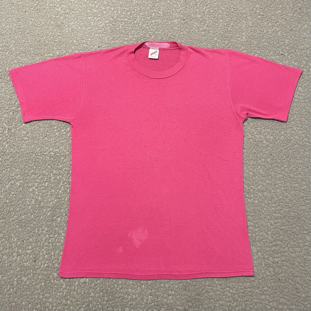 Jerzees T Shirt Mens XL Pink Blank Short Sleeve Vintage Made in USA Tee